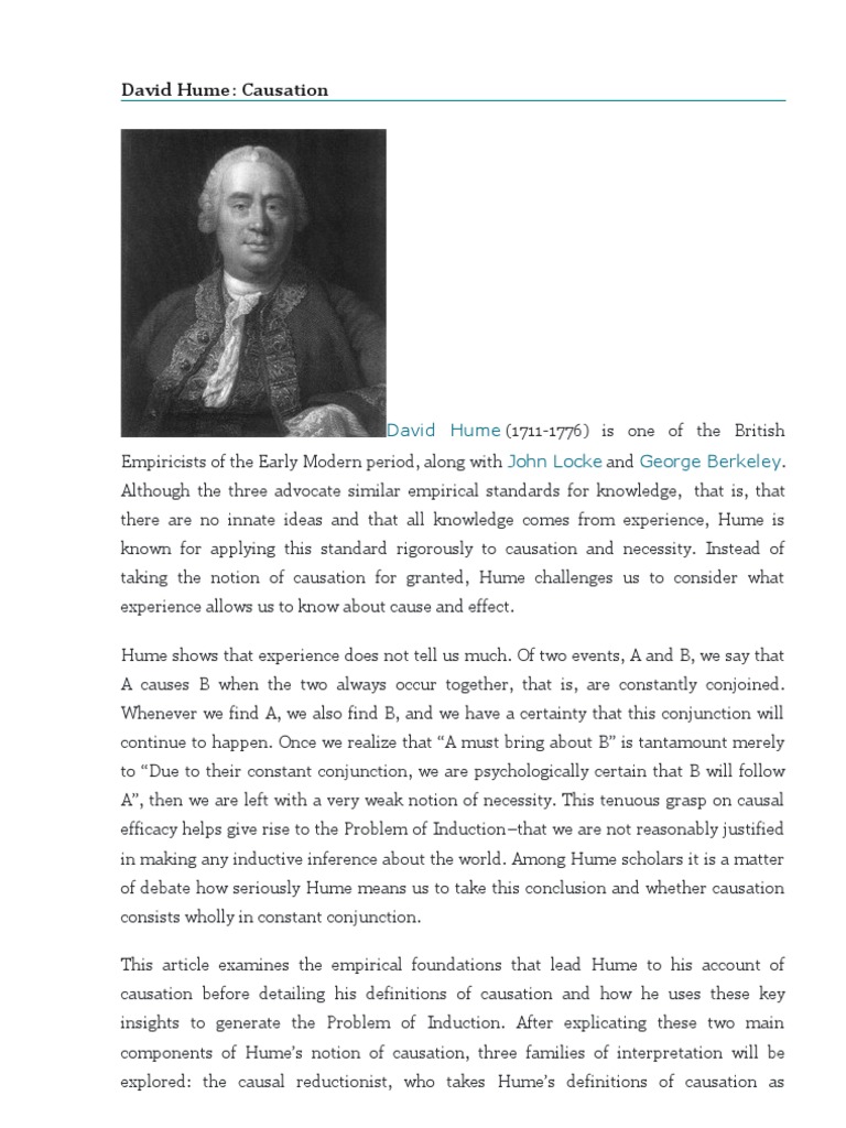 humes theory of perception hume causation sparknotes